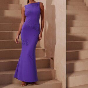 Runaway The Label MADONI Maxi Purple Embellished Dress XS